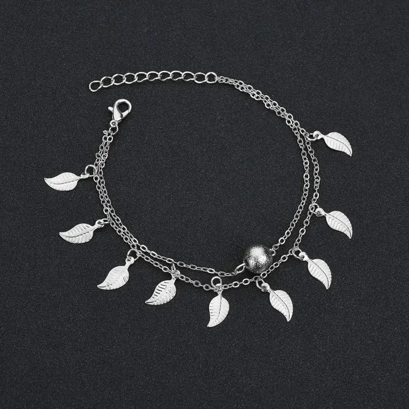 Double Layer Anklets For Women Pearl Streaming Pendant Foot Chains