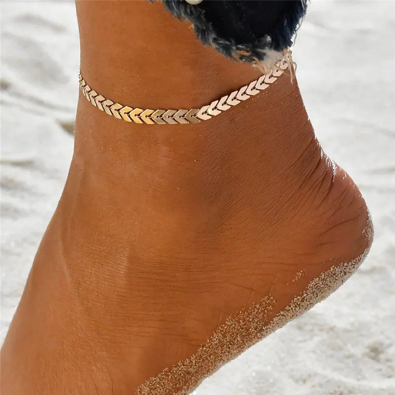 Double Layer Anklets For Women Pearl Streaming Pendant Foot Chains