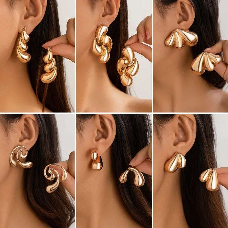 Fashionable Design, Photosensitive Surface, Comma, Water Drop Earrings, Female Ins, Geometric Metal Earrings, Earrings