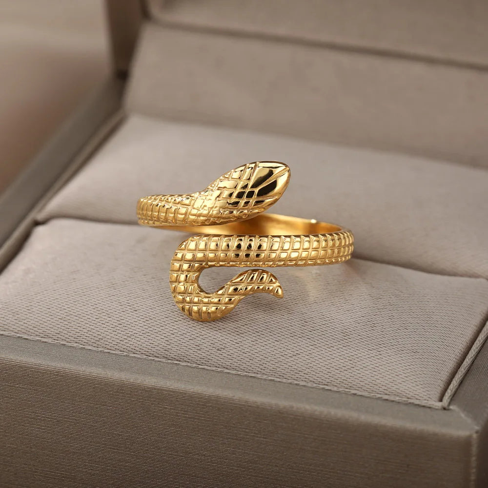 Open and Adjustable Zircon Snake Ring