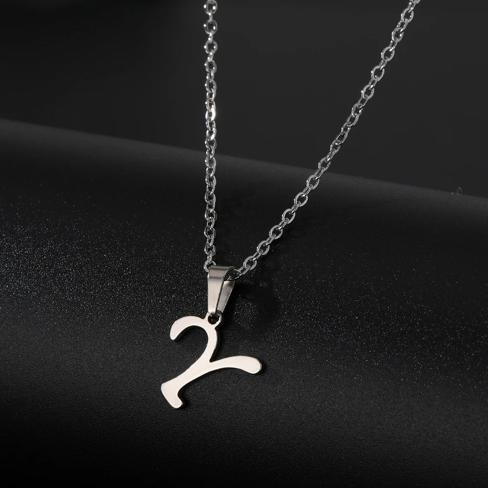 Stainless Steel English Alphabet 26 A-Z Letter Pendant Capital Initial Name Necklace