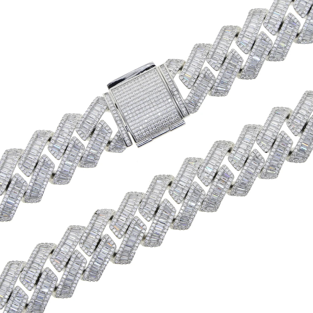 Iced Out Cuban Link Bracelet For Men Prong Setting CZ Cubic Zirconia Two Tone Color Chain Bangle Hip Hop Jewelry