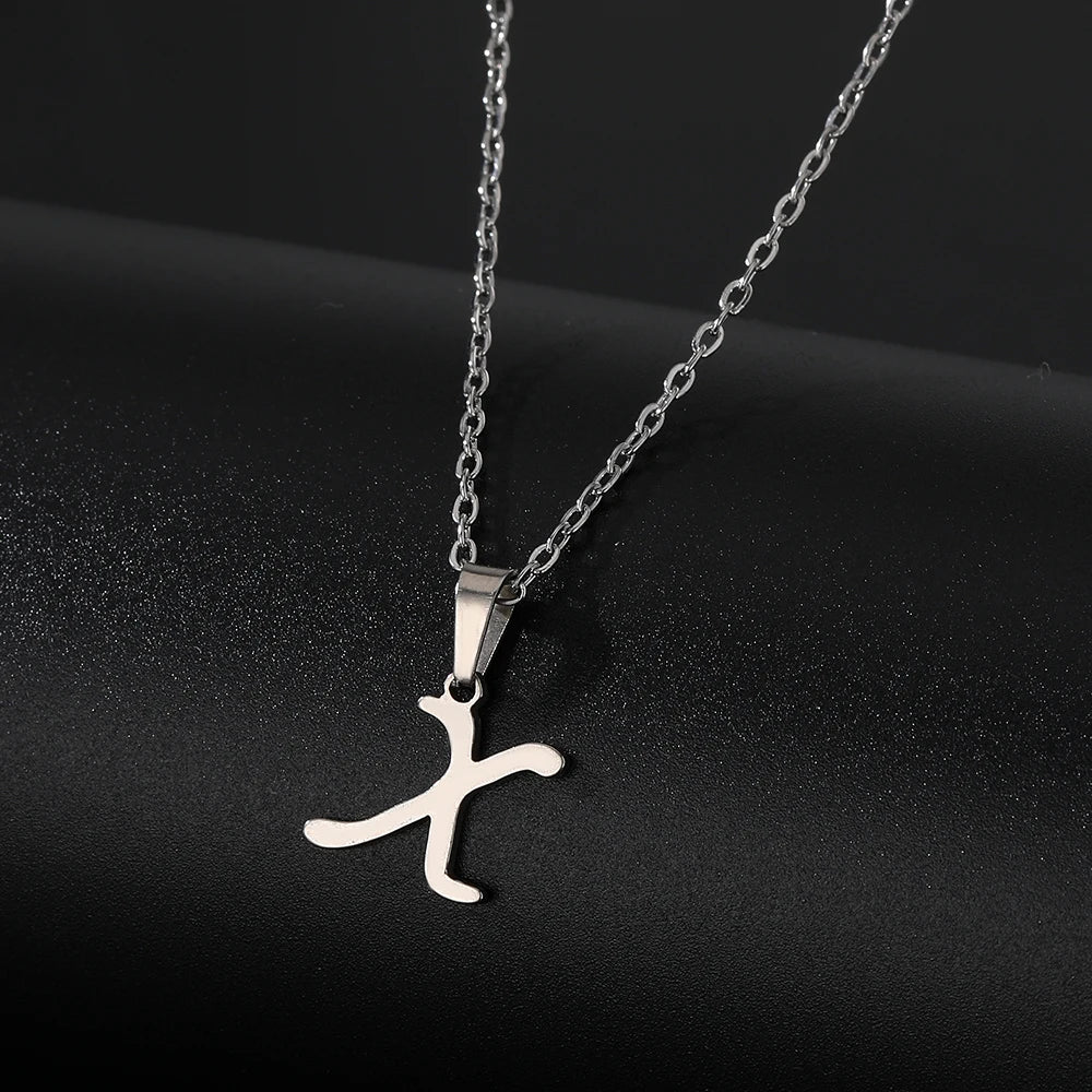 Stainless Steel English Alphabet 26 A-Z Letter Pendant Capital Initial Name Necklace