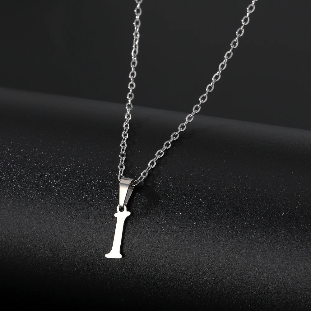 Stainless Steel English Alphabet 26 A-Z Letter Pendant Capital Initial Name Necklace