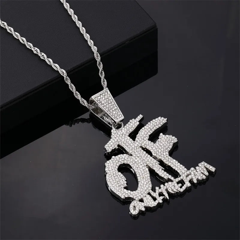 Luxurious Ice Letter Otf Letter Pendant Necklace for