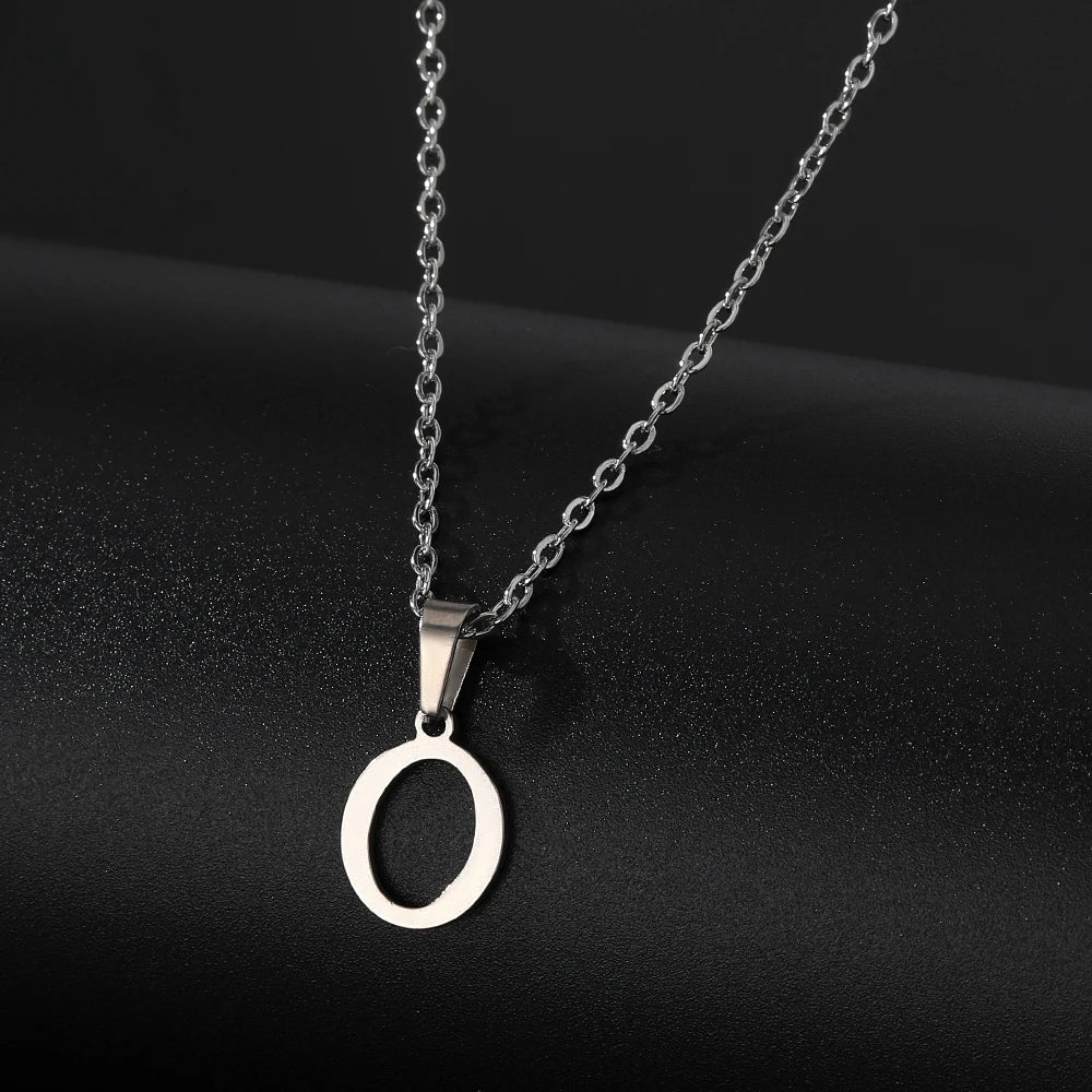 Stainless Steel English Alphabet 26 A-Z Letter Pendant Capital Initial Name Necklace