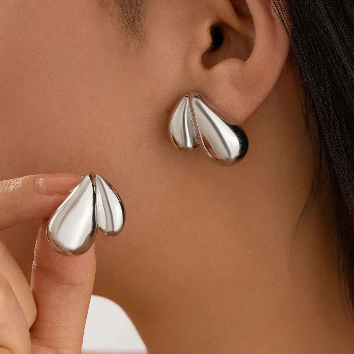 Fashionable Design, Photosensitive Surface, Comma, Water Drop Earrings, Female Ins, Geometric Metal Earrings, Earrings