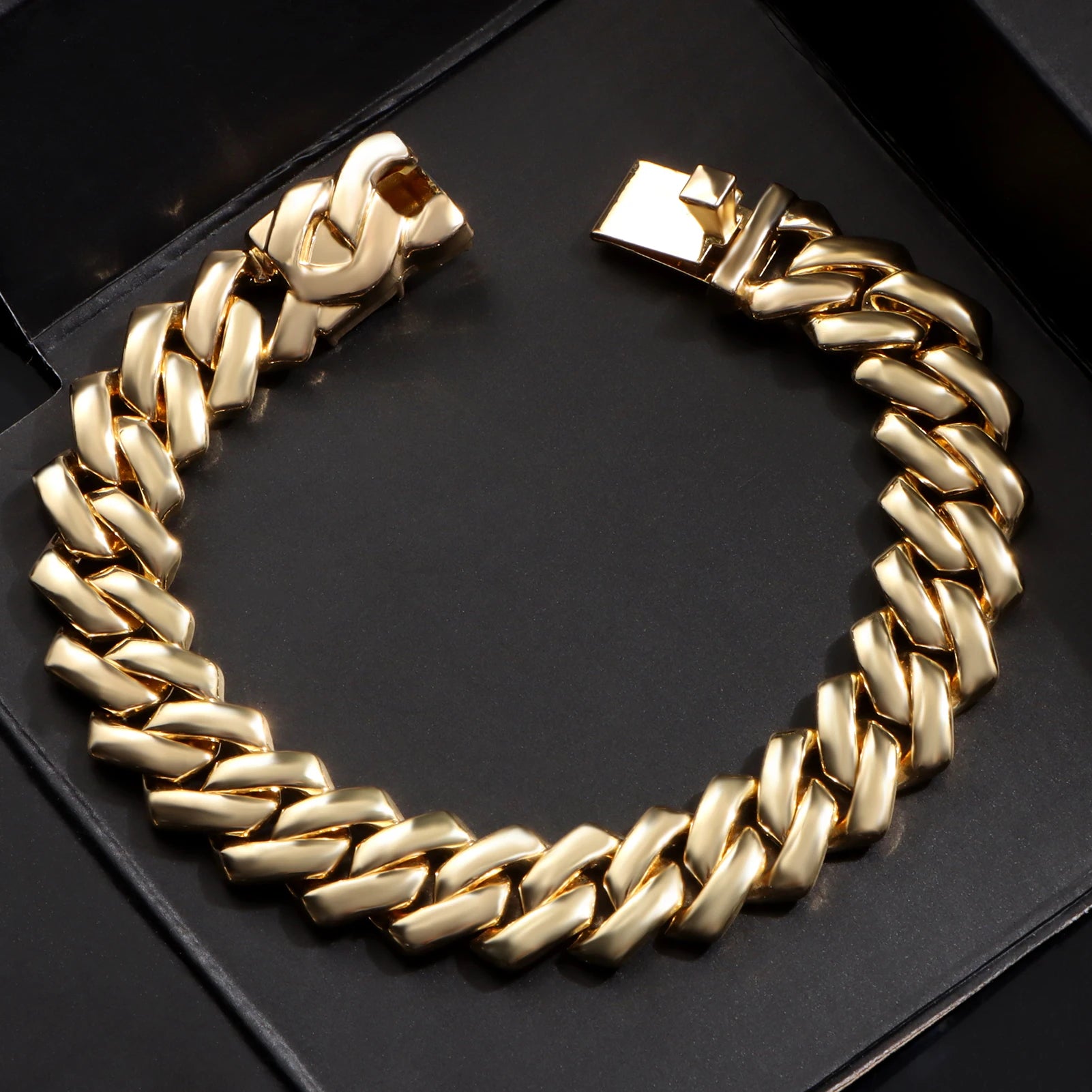 Cuban Link Chain Iced Out 2 Row Rhinestone Cuban Chain Bracelets Wristband