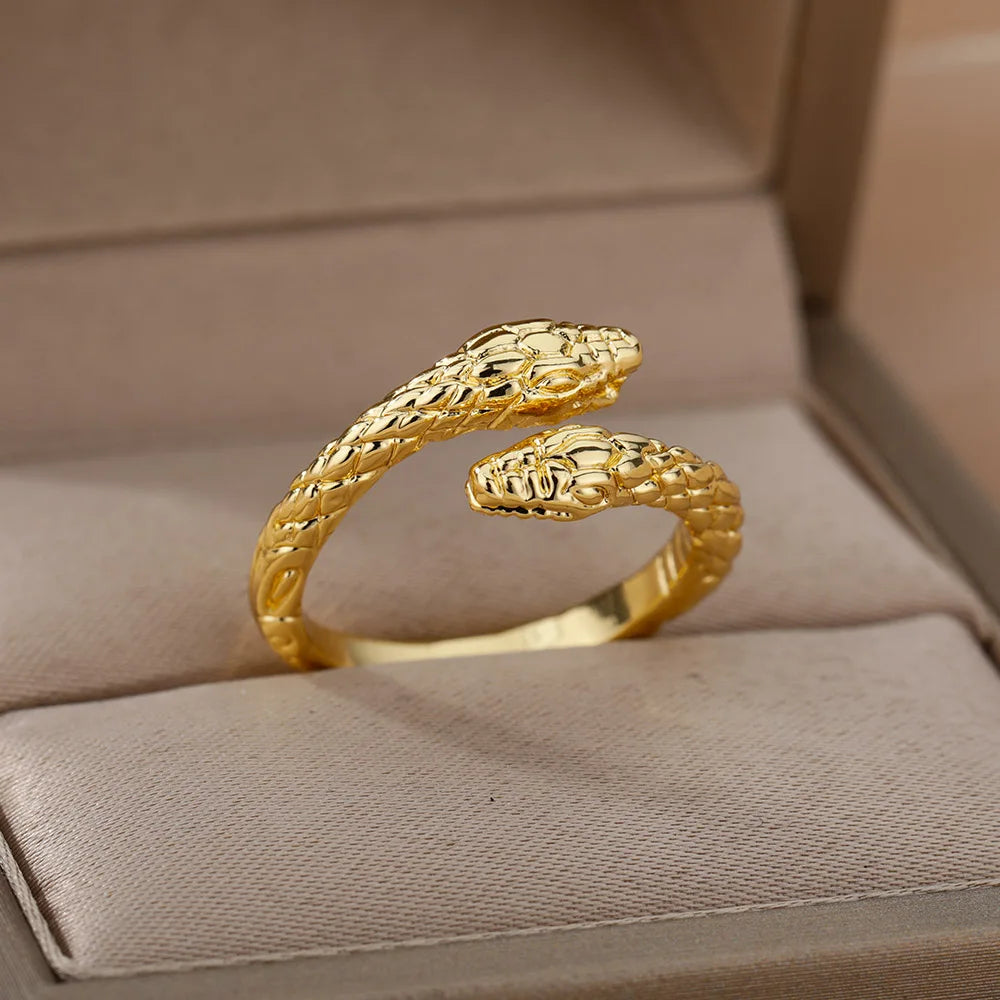 Open and Adjustable Zircon Snake Ring
