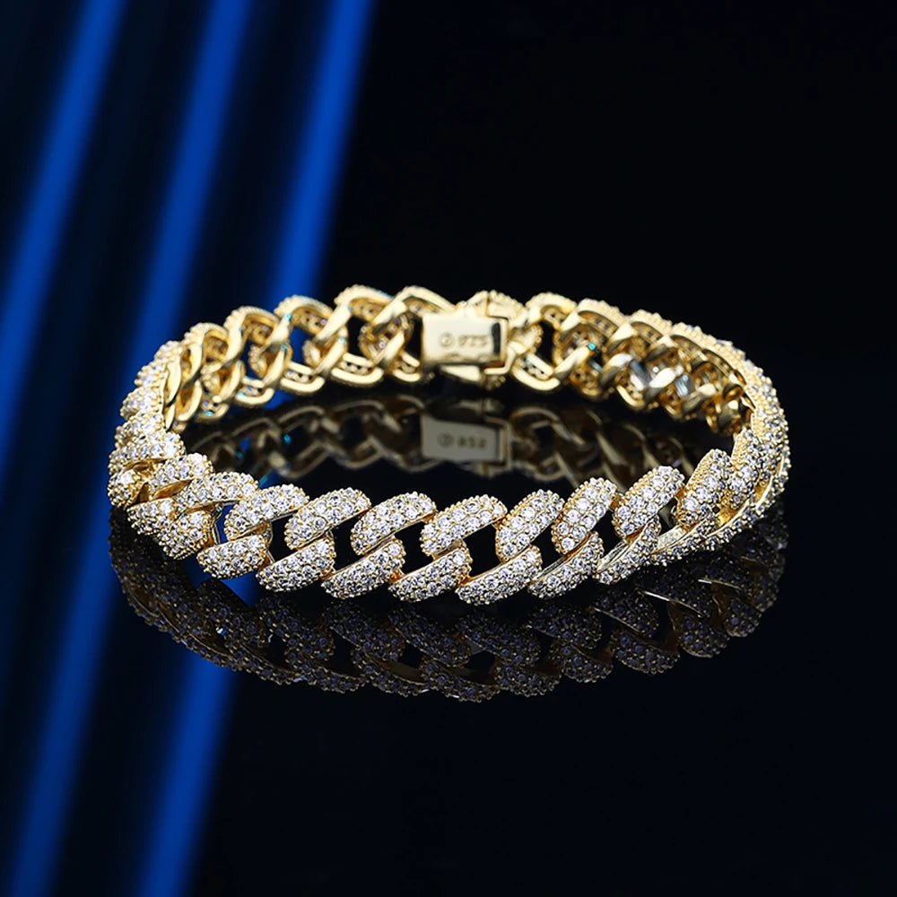 Cuban Bracelet Fine Jewelry Carbon Diamond Bracelet Plated 18K Hip Hop Link Chain
