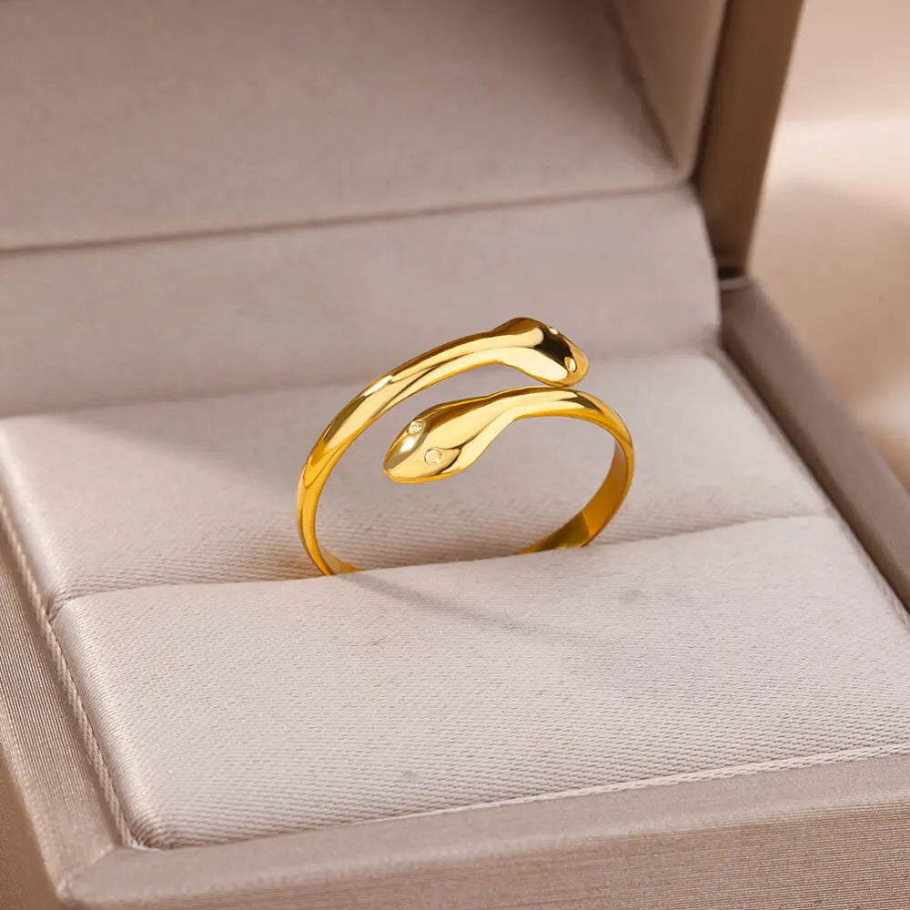 Open and Adjustable Zircon Snake Ring