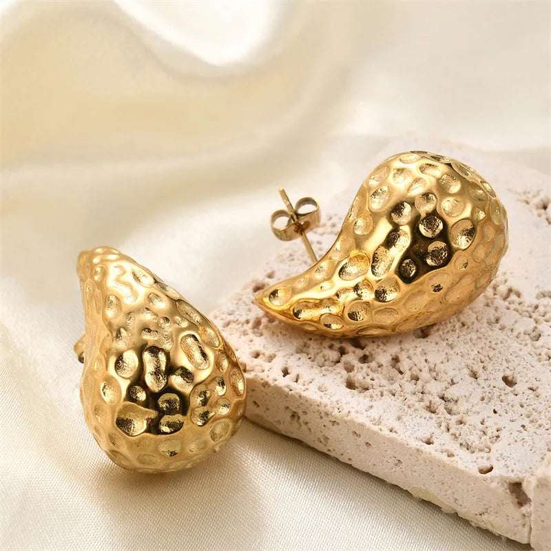 1 pair of retro new gold-plated thick round top earrings for women with glossy thick hot selling tear drop earrings double-sided